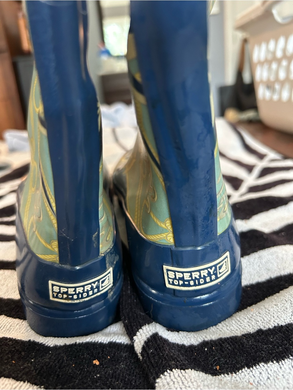 Sperry Kids Navy & Teal Patterned Rain Boots